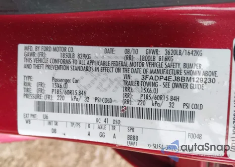 2011 Ford Fiesta Se z USA, uszkodzony, nr VIN 3FADP4EJ8BM129230